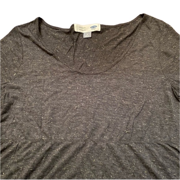 Old Navy charcoal gray maternity scoop neck long sleeved top with silver threads - Picture 10 of 11